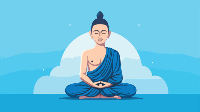 Buddha vector image illustration with blue backgrou