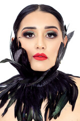 mujer, modelo, vestido, maquillaje, estudio, pose, peinado