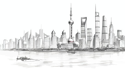 Building view of Shanghai. Chinas central coast is