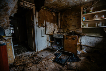 Old rotten abandoned house interior
