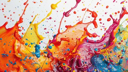 Captivating Vibrancy Explosive Color Splashes Frozen in Time Against a Pristine Canvas
