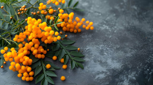 Pyracantha coccinea (Firethorn) orange fruits in the garden.