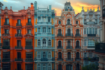 Fototapeta premium An eclectic mix of architectural styles, reflecting the rich history and cultural influences of the region. Concept of architectural diversity and urban development. Generative Ai.
