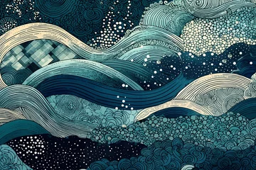 Fotobehang Elegance in Geometry Intricate Pattern Wallpaper spout ocean © Pixel Alchemy