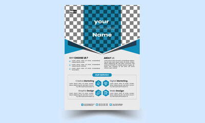 Flyer Layout with Geometric Accen. Brochure template layout design. Corporate business flyer mockup. Creative modern bright flyer concept