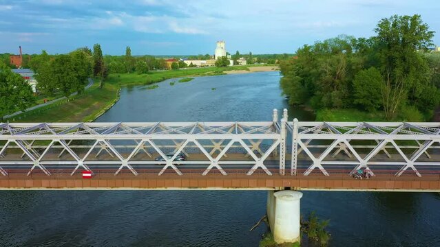 Piastowski Bridge River Odra Brzeg Most Aerial View Poland