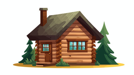 Cabin - cartoon vector small house for recreation o