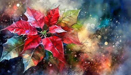 poinsettia watercolor background holiday image