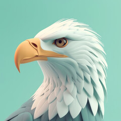 Close-up view of an eagle's face with detailed feathers, rendered in vector art style. - obrazy, fototapety, plakaty