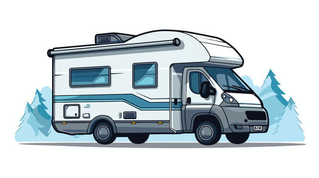 Camper vehicle recreational transport icon 2d flat