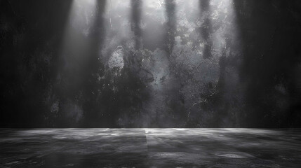 Abstract Floor Scene with Mist or Fog, Spotlight and Display - obrazy, fototapety, plakaty