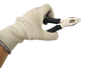 isolated manual technical instrument in craftsman's hand, pliers, tool quality craftsmanship and technical work, technical work