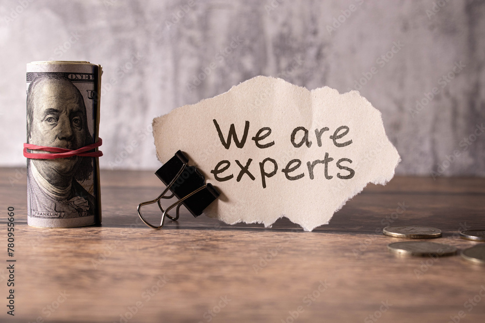 Poster business concept. notebook with text ask the expert sheet of white paper for notes