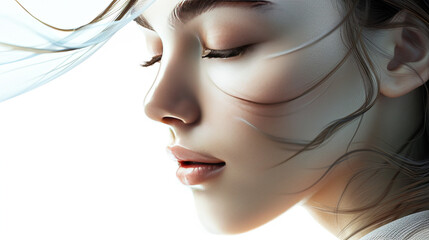 Naklejka premium A photorealistic image of a beautiful subject on a white background is displayed in thatotherguy's post.
