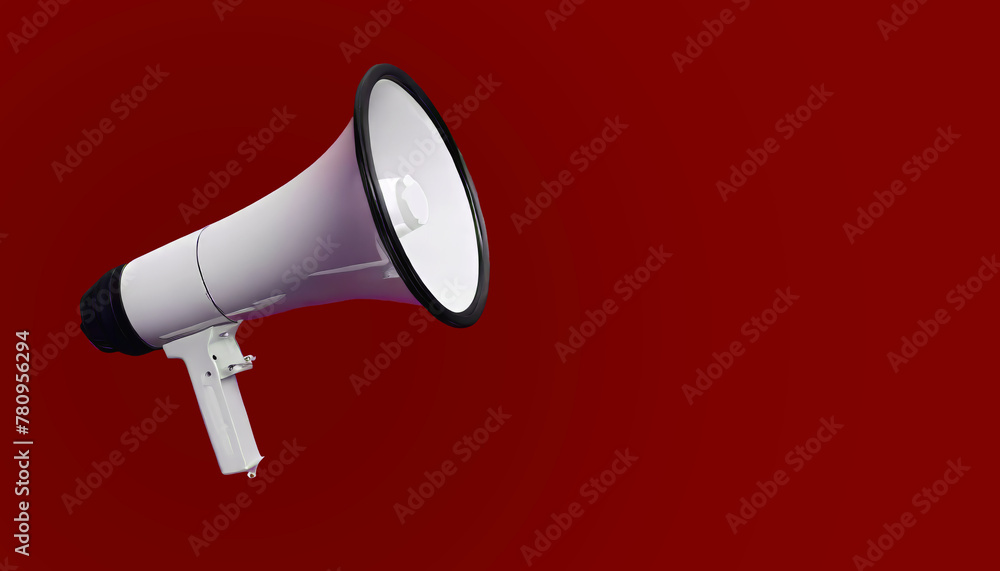 Wall mural Illustration of megaphone against red background, advertisement idea, social media and sale concept