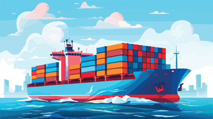 Cargo ship container in the ocean transportation sh