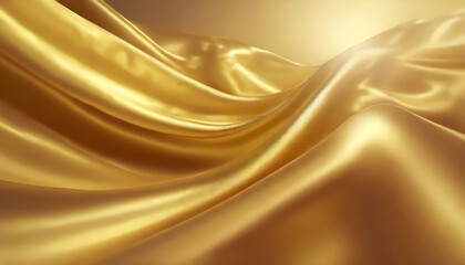 Close-up texture of natural gold silk. Light Golden fabric smooth texture surface background