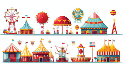 Carnival fair amusement park with circus tent ferri - obrazy, fototapety, plakaty
