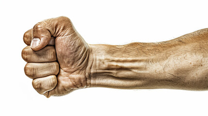 A photorealistic image of strength is depicted on a white background in this striking illustration.