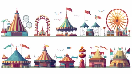 Fotobehang Carnival fair amusement park with circus tent ferri © Hyper