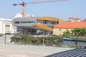 
construction site with crane in castelo branco - portugal
