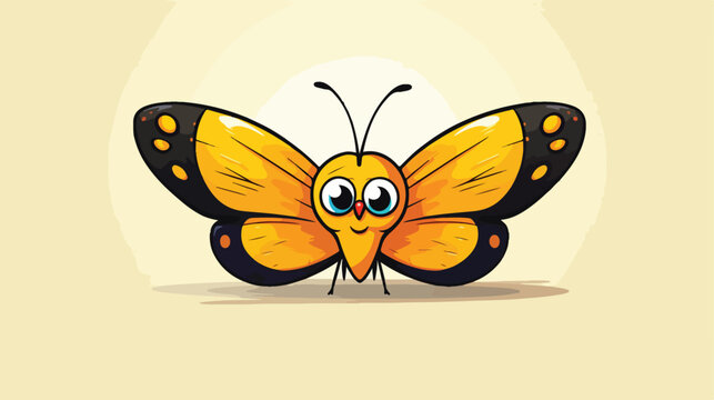 Cartoon Boring Butterfly Emoticon Sticker Vector 2d