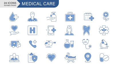 Medical care thin line icons, Vector illustration
 - obrazy, fototapety, plakaty