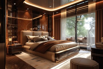 luxury hotel bed room - obrazy, fototapety, plakaty