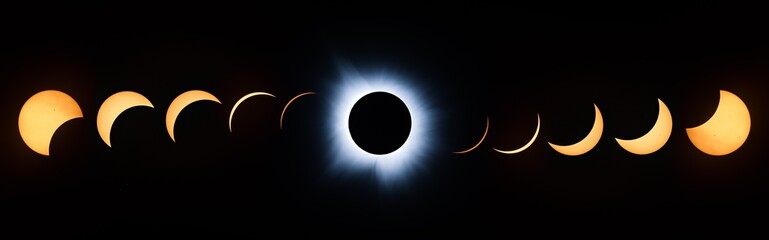 Solar eclipse with all phases - obrazy, fototapety, plakaty