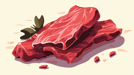 Cartoon illustration with jerky meat. Vector hand d