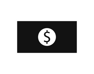 Paper USA Dollar icon. Black Dollar banknote sign in vector. US Dollar currency symbol PNG