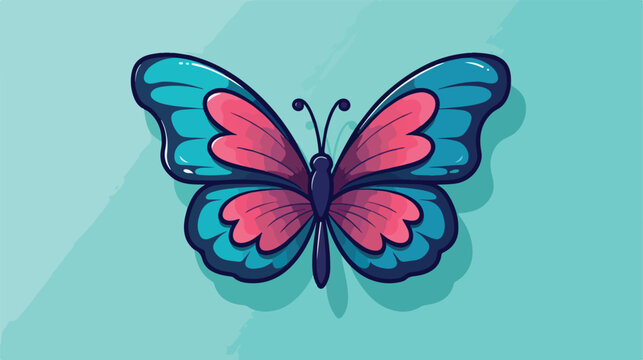 Cartoon Love Butterfly Emoticon Sticker Vector 2d f