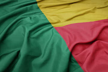 waving colorful national flag of benin.