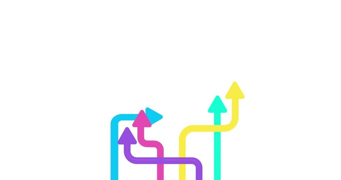 Direction concept. Abstract arrows minimal flat design animation. Animated Arrows, pointers or directions on white background