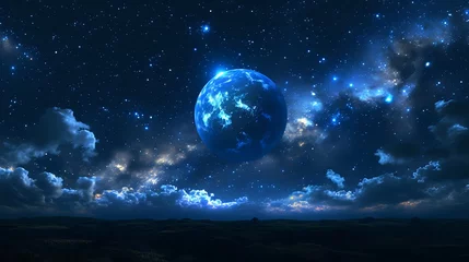 Verduisterende rolgordijnen zonder boren Volle maan en bomen Cosmic Elegance: Night Sky Wonders./n