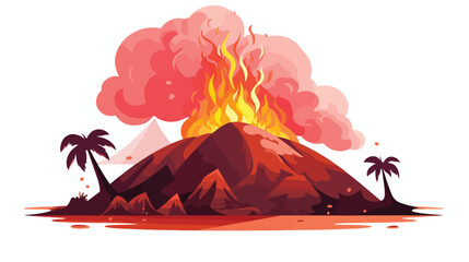 Cartoon volcano lava eruption animation vector illu
