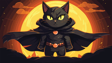 Cat in a superhero cape Vector Illustration heroics - obrazy, fototapety, plakaty