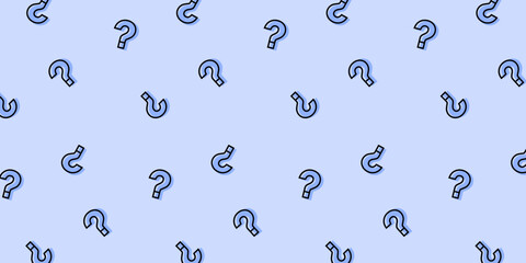 Cute cartoon question marks on blue background. Question mark pattern abstract vector background.