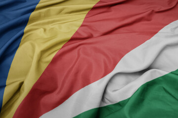 waving colorful national flag of seychelles.