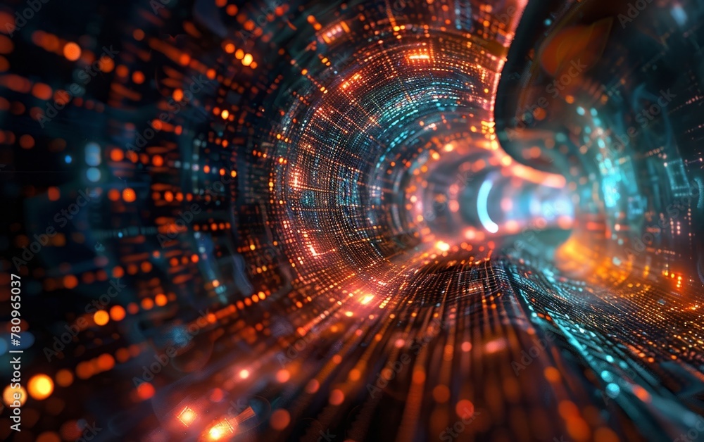 Fototapete a stunning digital artwork capturing the dynamic movements of code patterns.