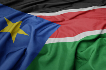 waving colorful national flag of south sudan.
