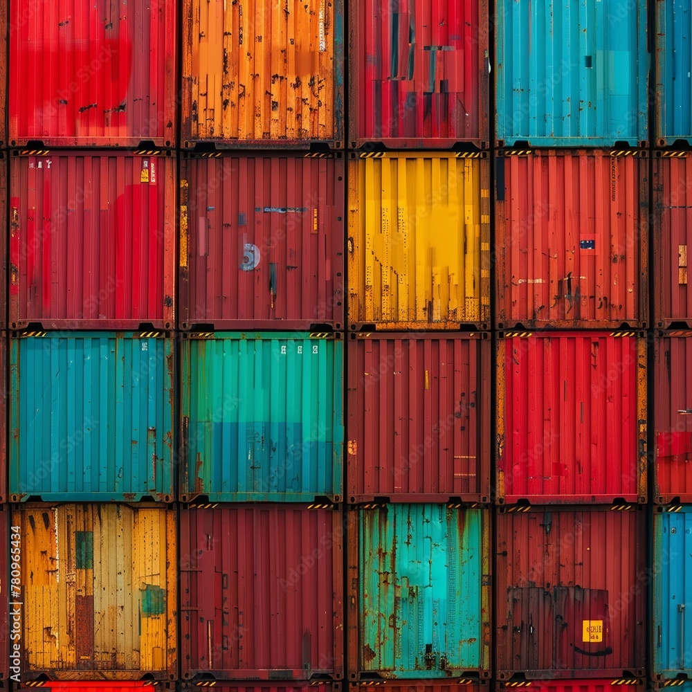 Poster a close-up look at metal crates arranged on a vessel, symbolizing the complex network of worldwide t