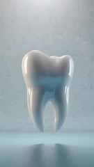 A single tooth floating on a light blue background (vertical)