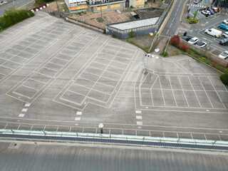 Obraz premium Aerial Footage of Central Rugby City of England During Cloudy and Windy Evening. Great Britain