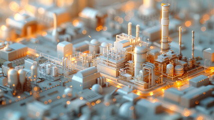 industrial factory, 3d plastic toy, micro city toy - obrazy, fototapety, plakaty