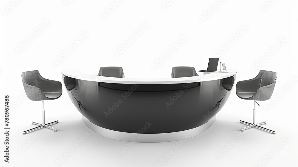 Aufkleber a photorealistic image of a reception area is displayed on a white background.