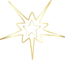 Gold star icon set. Hand drawn style