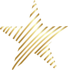 Gold star icon set. Hand drawn style