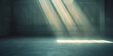 The quiet stillness of an empty ballet studio, with a solitary ray of light illuminating the smooth,