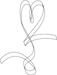 Heart ribbons thin line, concept of love